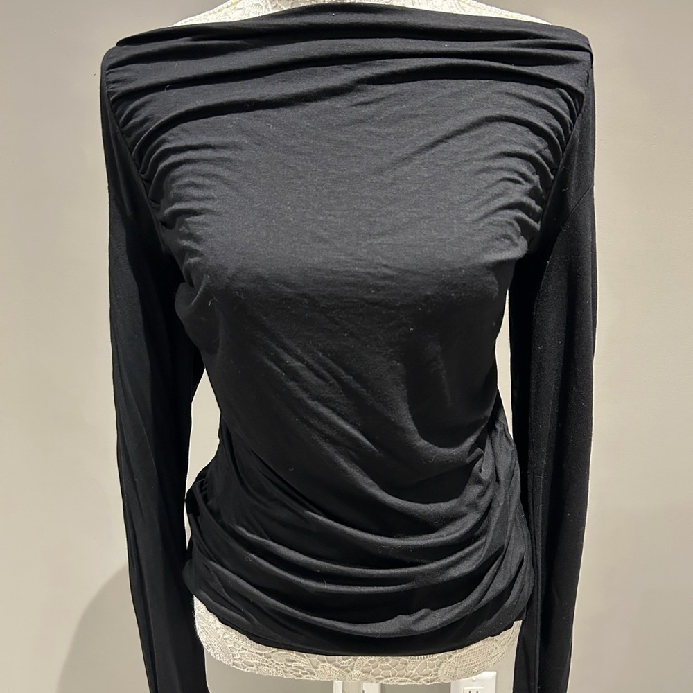 Three Dots Black Long Sleeve Top